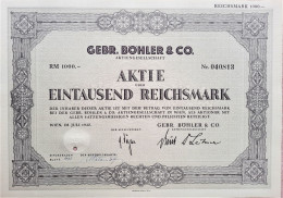 Gebr. Böhler & C° A.G.- Aktie über 1000 RM- 1942 - Wien - Autres & Non Classés