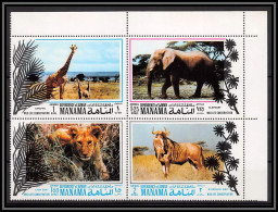 Manama - 3465b/ N°530/533 A Protection Of Animals 1971 Neuf ** MNH Girafe Giraffe Elephant Lion Gnu - Elefanti