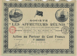 SOCIETE DES AFFRETEURS REUNIS - - ACTION DE CENT FRANCS -ANNEE 1919 - Schiffahrt