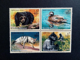 UNO WIEN MI-NR 327-330 POSTFRISCH(MINT) GEFÄHRDETE TIERE 2001 BRILLENBÄR ENTE WOLF - Orsi