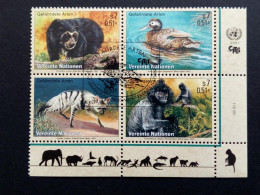 UNO WIEN MI-NR 327-330 GESTEMPELT(USED) GEFÄHRDETE TIERE 2001 BRILLENBÄR ENTE WOLF - Oblitérés