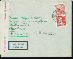 Suède. Enveloppe De Stockholm Du 28-9-1945 Pour Vimpère Par La Chapelle-Montbrandeix (Fr) Contrôle De La Censure. B/TB. - Storia Postale