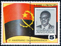 S Tomé E Príncipe - 1980 - Independence - Angola / Flag + Agostinho Neto - MNH - São Tomé Und Príncipe