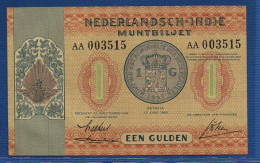 NETHERLANDS INDIES  - P.108 – 1 Gulden 1940  AUNC, S/n AA003515 - Indes Neerlandesas