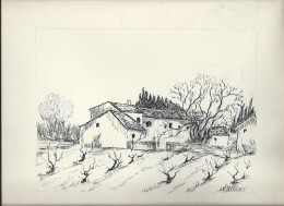 Art & Antiquités > Tableaux Mas En Provence Veritable Dessin  Encre Original   De Bernard Le Beguec - Zeichnungen