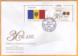 2020  Moldova Moldavie FDC 30 Years Since The Adoption Of Republic Of Moldova National Flag - Stamps