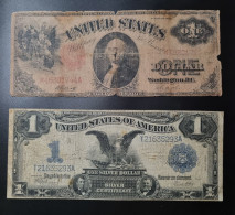 LOTE 2 BILLETES ESTADOS UNIDOS 1899 & 1917 $1 DOLLAR USA UNITED STATES BANKNOTE *COMPRAS MULTIPLES CONSULTAR* - Bilglietti Degli Stati Uniti (1862-1923)