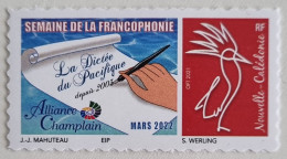 CAGOU PERSONNALISE LOGO SEMAINE DE LA FRANCOPHONIE ALLIANCE CHAMPLAIN MARS 2022 OPT 2021 ISSU FEUILLE DE 20 TIMBRES TB - Unused Stamps