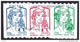 France Marianne De Ciappa Et Kawena Autoadhésif ** N°  862 + 863 + 864 - Roulettes Les 20 Grammes Verte; Rouge & Bleu - 2013-2018 Marianne Of Ciappa-Kawena