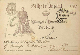 1894 Portugal Bilhete Postal Inteiro V Centenário Do Nascimento Do Infante D. Henrique Circulado Em Lisboa - Postwaardestukken