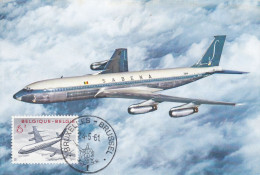 Carte Maximum Belgique 1961 Avion Plane Boeing Sabena Sur Carte Publicitaire 1113 - 1961-1970