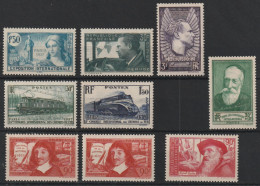 YT N° 336 à 344 - Neufs ** - MNH - Cote 78,00 € - Unused Stamps