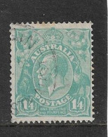 AUSTRALIA 1920 KGV HEADS 1/4 LIGHT BLUE - Gebruikt