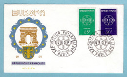 FDC France 1959 - Europa 1959 - YT 1218 Et 1219 - Paris - 1950-1959