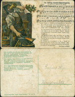 Ansichtskarte  Liedkarte Erzgebirge Da Lustig Hammrschmiedgselln 1909 - Music
