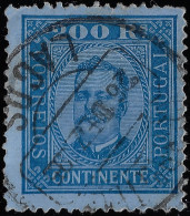 Portugal 1892 Y&T 76 (B). 200 R Bleu Oblitéré. Papier Couché, Dentelé 12 1/2. Y&T 55 € - Gebruikt