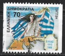 Greece 1988. Scott #1633A (U) Lady Liberty, Flag And Map - Gebruikt