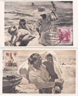 Carte Maximum Espagne Espana 1952 2 Cartes Sorolla Peinture Painting - Tarjetas Máxima