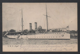 SMS "TIGER" - KAISERLICHE DEUTSCHE MARINE - KANONENBOOT /1905 AK GELAUFEN / 2 BILDER (ref CP1123) - Oorlog