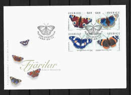 1999 Joint Sweden And Singapore,  FDC SWEDEN 4 STAMPS: Butterflies - Emisiones Comunes