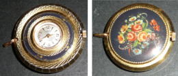 Rare Ancien Pendentif-montre Mécanique, MORTIMA 17 Jewels, Décor Fleurs, Gousset - Montres Gousset