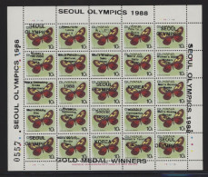 Guyana - 1989 Butterflies Seoul MISPLACED Silver Overprint Sheet MNH_(FIL-1754) - Vlinders