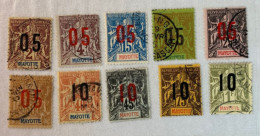 Mayotte YT N° 21-22-23-24-25-26-27-28-30-31 - Used Stamps