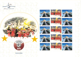 Team QATAR AFC Asian Cup 2024 Soccer Football Championship Winner, Limited Issue Stamp Sheet From Qatar Post, Sports - Qatar