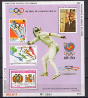 Bolivia 1988 Olympic Games Seoul, Fencing S/s MNH -scarce- - Ete 1988: Séoul