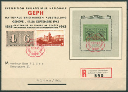 Schweiz 1943 GEPH 100 Jahre Doppelgenf Ersttagsbrief Block 10 FDC (X28194) - FDC