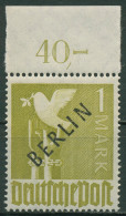 Berlin 1948 Schwarzaufdruck Plattendruck Oberrand 17 A P OR Ndgz. Postfr., Fleck - Unused Stamps