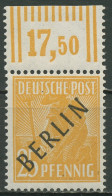 Berlin 1948 Schwarzaufdruck Bogenmarken Walzendruck Oberrand 10 W OR Postfrisch - Unused Stamps