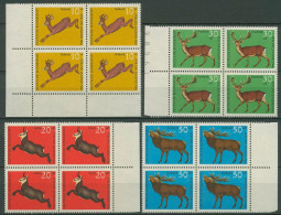 Bund 1966 Jugend: Tiere Hochwild 511/14 4er-Block Postfrisch (R80092) - Nuovi