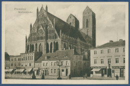 Prenzlau Königstraße Mit Marienkirche Geschäfte, Gelaufen 1929 (AK3934) - Prenzlau