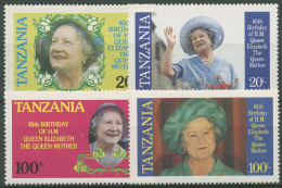 Tansania 1985 85. Geburtstag Königinmutter Elisabeth 264/67 Postfrisch - Tanzania (1964-...)