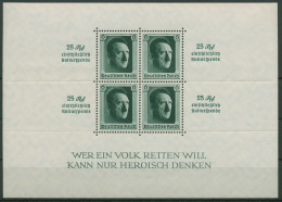 Deutsches Reich 1937 48. Geburtstag A. Hitler, Kulturspende Block 9 Postfrisch - Blokken