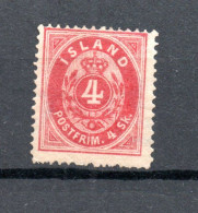 Iceland 1873 Old 4 Skilliing Posthorn Stamp (Michel 3) Nice Unused/no Gum - Neufs