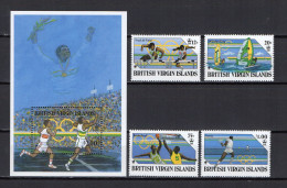 British Virgin Islands 1988 Olympic Games Seoul, Tennis, Basketball, Athletics Etc. Set Of 4 + S/s MNH - Zomer 1988: Seoel