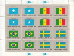 1983 United Nations New York Flags Brazil Sweden Miniature Sheet Of 16 MNH @ BELOW FACE VALUE - Nuevos