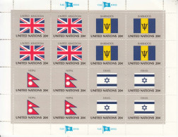 1983 United Nations New York Flags Israel United Kingdom  Miniature Sheet Of 16 MNH @ BELOW FACE VALUE - Ungebraucht