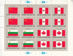 1983 United Nations New York Flags China Canada Peru Miniature Sheet Of 16 MNH @ BELOW FACE VALUE - Ongebruikt