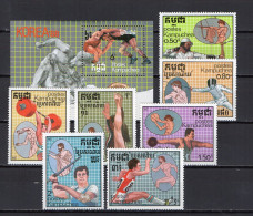 Cambodia 1987 Olympic Games Seoul, Wrestling, Fencing, Archery Etc. Set Of 7 + S/s MNH - Zomer 1988: Seoel