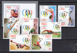 Cambodia 1988 Olympic Games Seoul, Gymnastics Set Of 7 + S/s MNH - Verano 1988: Seúl