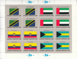 1984 United Nations New York Flags Tanzania UAE Miniature Sheet Of 16 MNH - Neufs