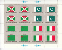 1984 United Nations New York Flags Pakistan Italy Miniature Sheet Of 16 MNH - Unused Stamps