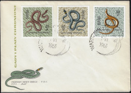 Pologne 1963 Y&T 1260, 1262 Et 1263 Sur FDC. Protection Des Reptiles Et Amphibiens. Serpents - Snakes