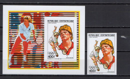 Central Africa 1988 Olympic Games, Tennis, Boris Becker Stamp + S/s Imperf. MNH -scarce- - Sommer 1988: Seoul