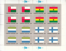 1985 United Nations New York Flags Oman Finland Miniature Sheet Of 16 MNH - Ungebraucht