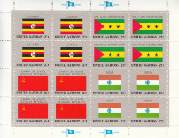 1985 United Nations New York Flags India Uganda Miniature Sheet Of 16 MNH - Nuevos