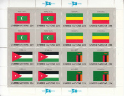 1986 United Nations New York Flags Jordan Ethiopia Miniature Sheet Of 16 MNH - Ongebruikt